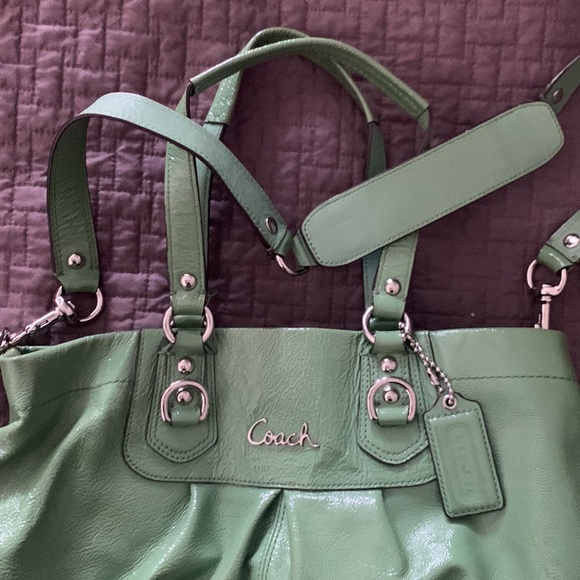 Coach Mint Green Ashley Patent Carryall Satchel - Picture 4 of 5